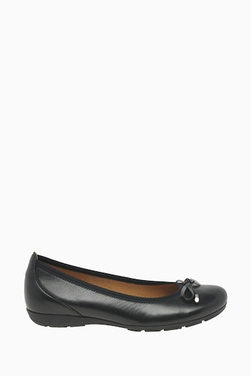 Gabor Ring Leather Ballerina Black Shoes