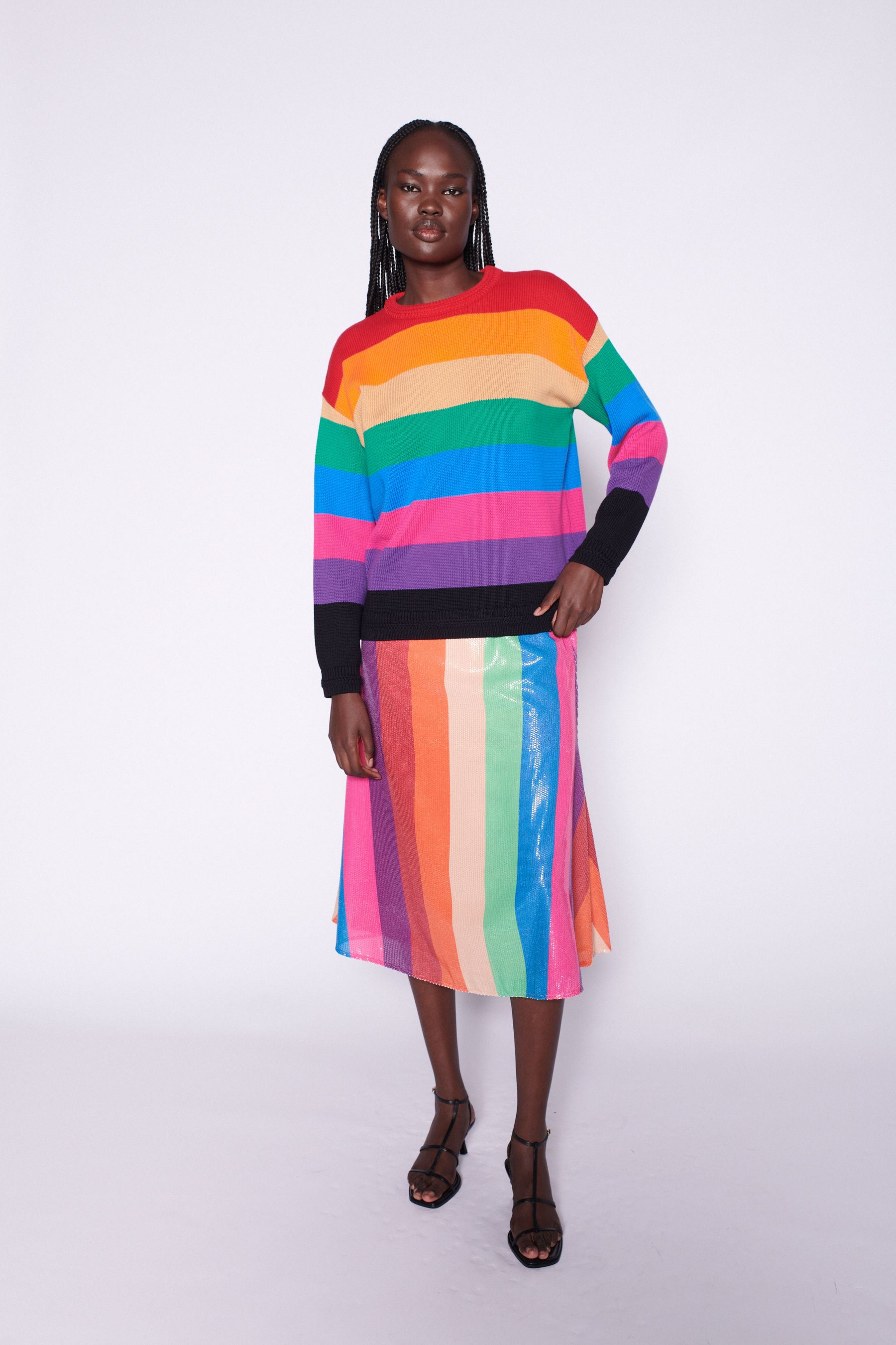 Multicolor plus size sequin skirt sale