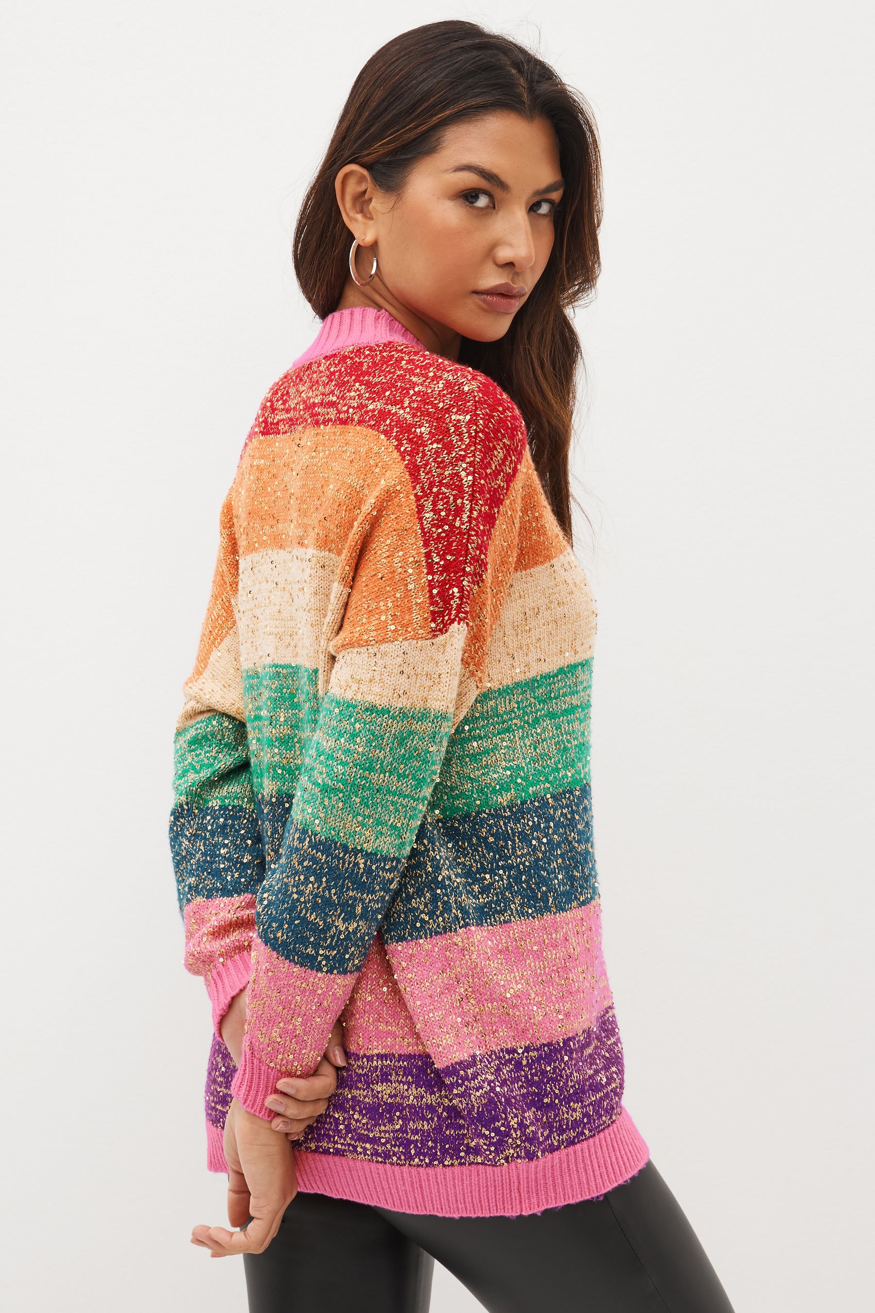 Rainbow sequin cardigan clearance