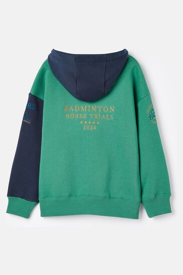Joules Official Badminton Green & Navy Boys' Jersey Hoodie