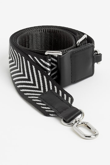 Silver/Black Webbing Bag Strap