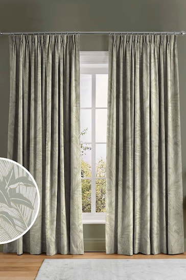 Graham & Brown Sage Green Paradys Made to Measure 100% Cotton Curtains