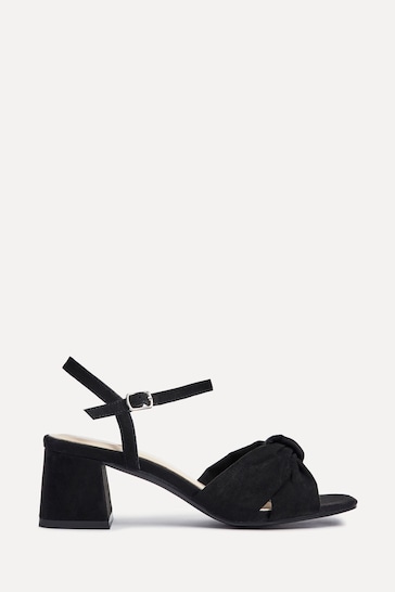 Linzi Black Charlotte Block Heeled Sandals With Bow Front Detail