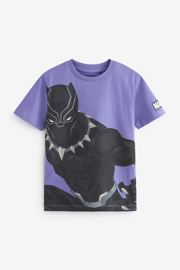 Black Panther Purple Marvel Superhero Short Sleeve T-Shirt (3-16yrs)