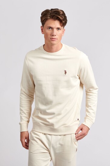 U.S. Polo Assn. Mens Cream Elevated Tight Weave Sweatshirt