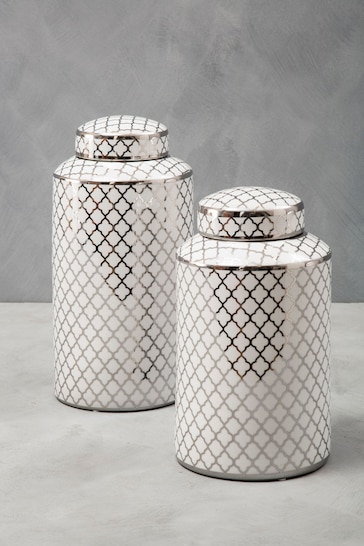 Fifty Five South White/Silver Large Ceramic Jar