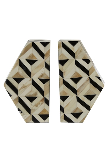 Fifty Five South Ivory/Black Harlo Hexagon Bookends