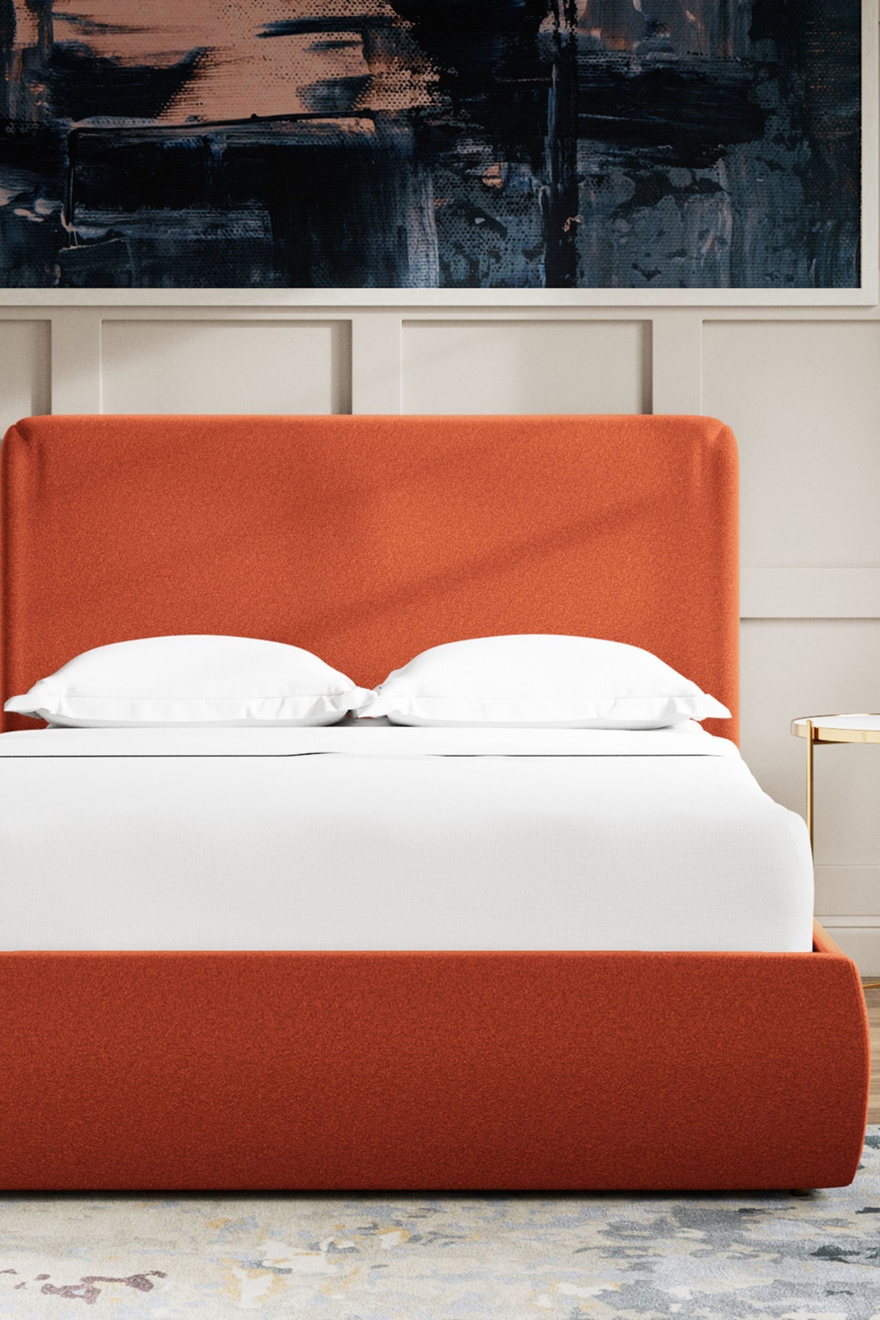 Orange upholstered hot sale bed