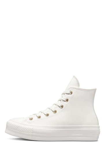 Converse White Lift Platform High Top Trainers
