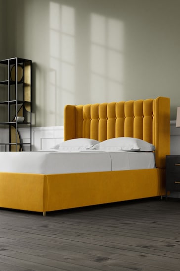 Swoon Easy Velvet Turmeric Yellow Kipling Divan Bed