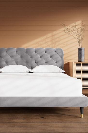 Swoon Easy Velvet Silver Grey Burbage Bed