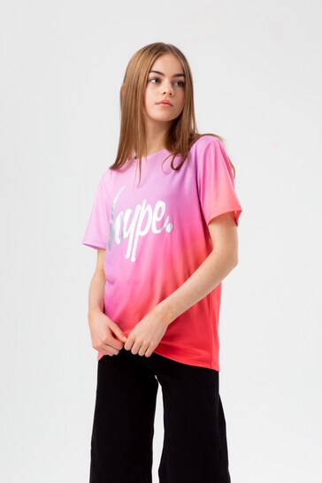 Hype. Girls Pink Fade Holographic Script T-Shirt