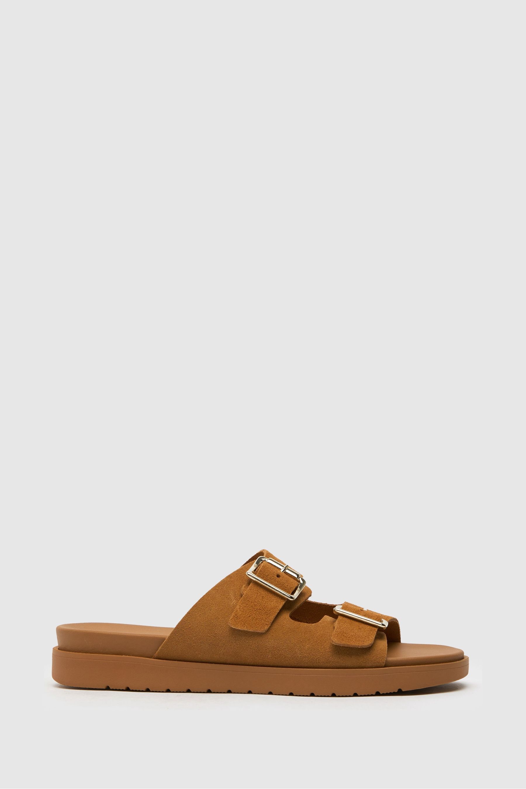Buy Schuh Trista Brown Suede Buckle Footbed Sandals from the Next