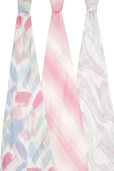 aden + anais Pink Large Silky Soft Muslin Blankets 3 Pack Florentine