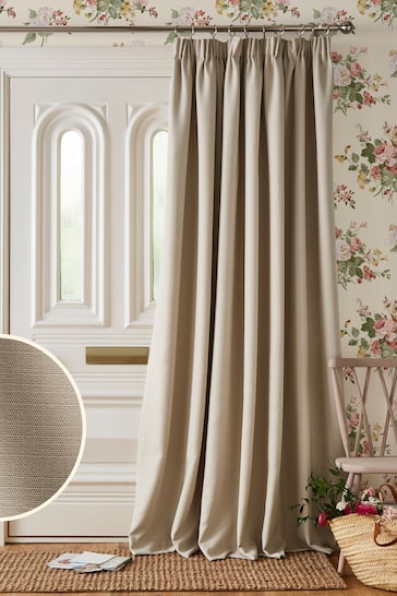 Laura Ashley Natural Stephanie Thermal Lining Door  Pencil Pleat Curtain