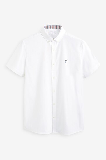 White 2 Pack Slim Fit Short Sleeve Stretch Oxford Multipack