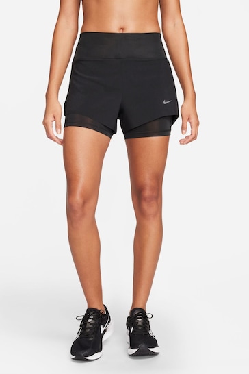 Nike Black Dri-FIT Mid-Rise 3-inch 2-in-1 Running Shorts with Pockets
