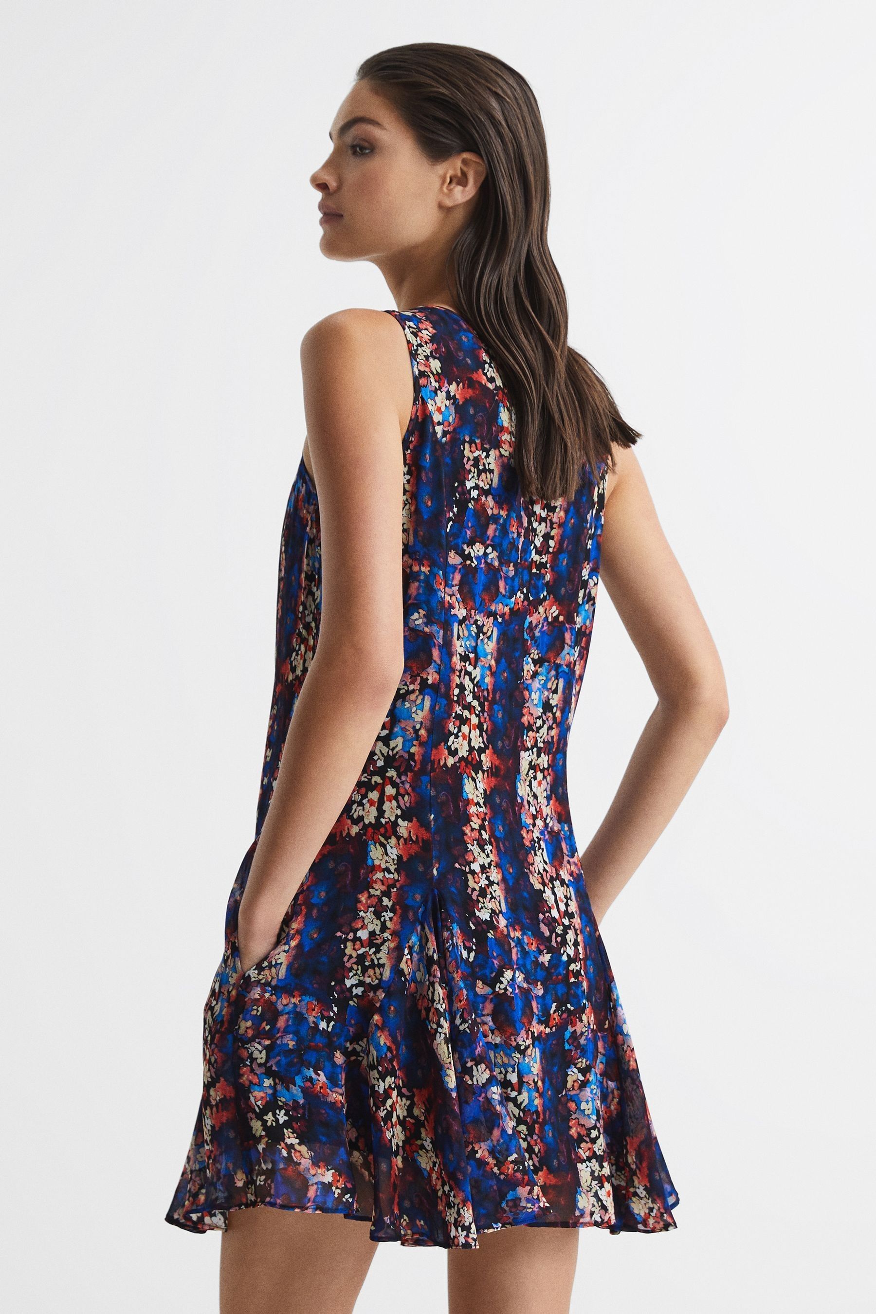 Reiss Navy Gina Flippy Knitted Hybrid Dress