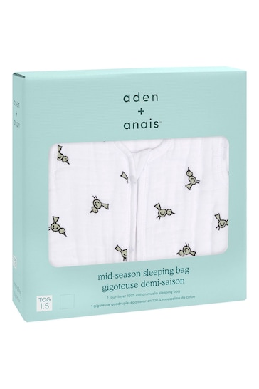 aden + anais White Muslin Multi-Layer Mid-Season Sleeping Bag 1.5 TOG Jungle Jam