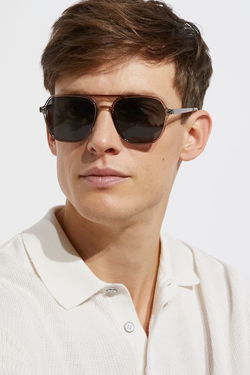 Dune London Grey Osark Aviator Style Sunglasses