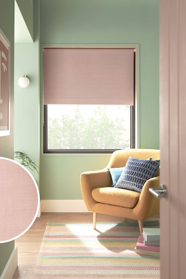 Blush Pink Ready Made Textured Blackout Roller Blind
