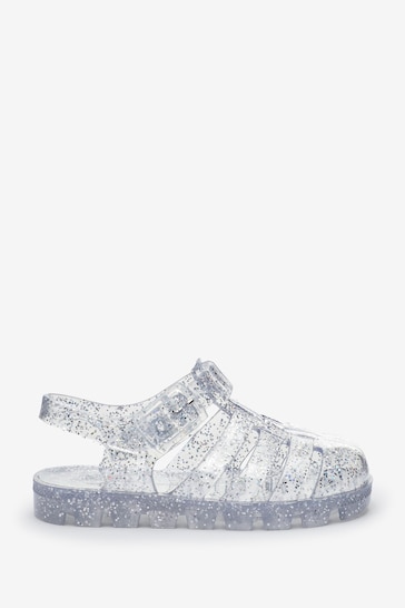 Silver Glitter Jelly Sandals