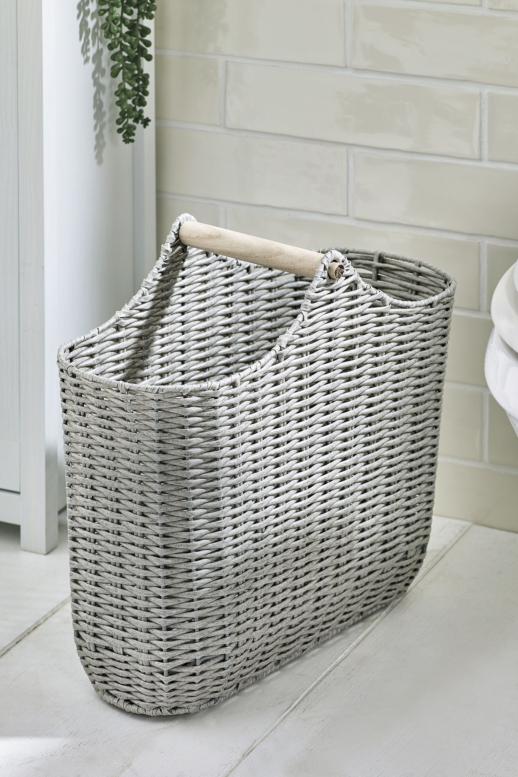 Buy Grey Slimline Woven Toilet Roll Holder and Store from the Next