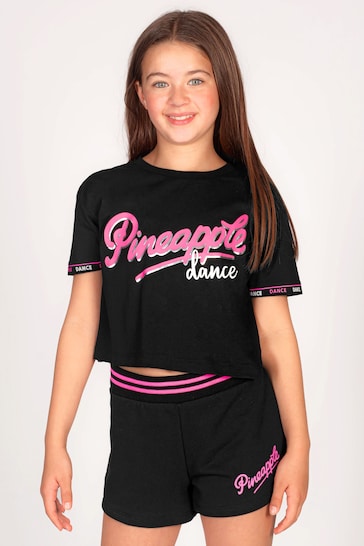 Pineapple Girls Logo Dance Crop Black T-Shirt