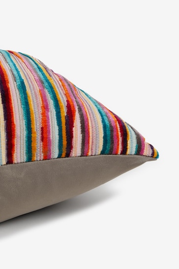Multi Bright 40 x 59cm Cut Velvet Stripe Cushion