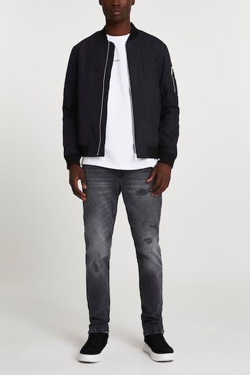 Buy River Island Black Chunky Rib Bomber from the Next UK online shop