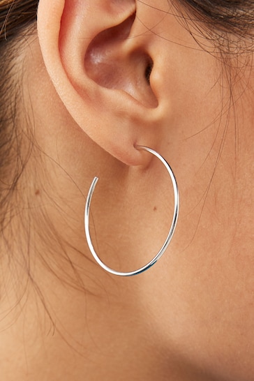 Sterling Silver Thin Hoop Earrings