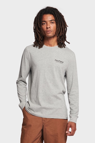 Penfield Grey Arc Mountain Back Graphic Long-Sleeved T-Shirt