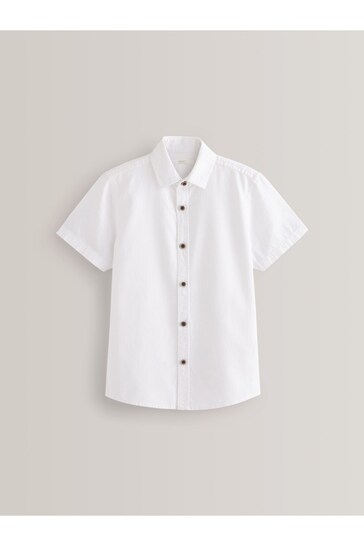 logo-print short-sleeved shirt jacket Neutrals