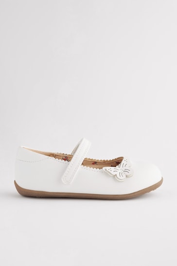 White Wide Fit (G) Butterfly Mary Jane Shoes