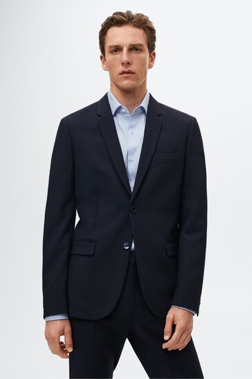 Mango Blue Super Slim-Fit Suit: Blazer