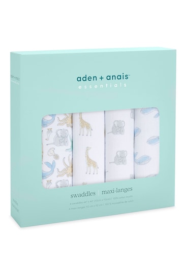 aden + anais natural history Essentials Cotton Muslin Blankets 4 Pack