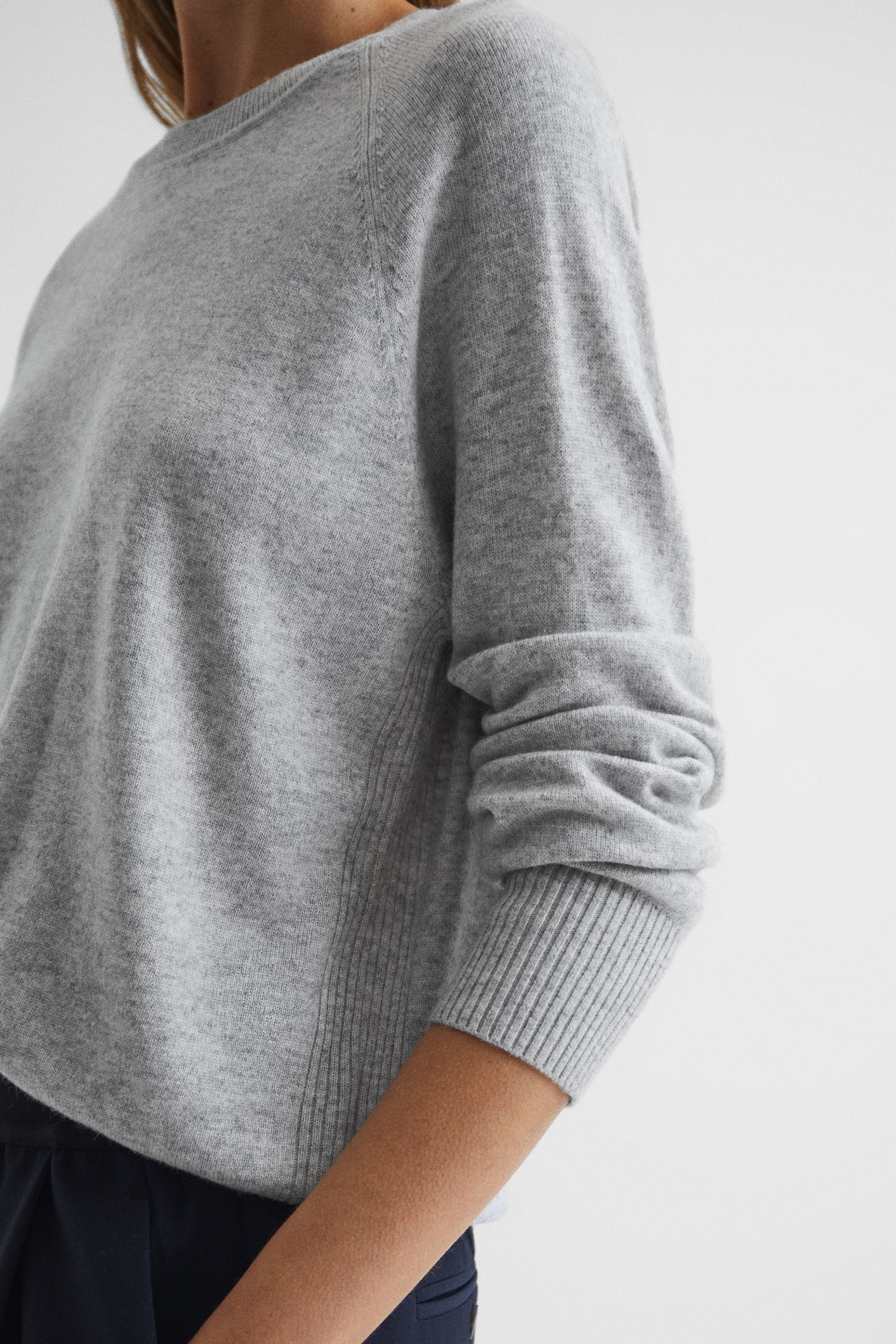 Reiss Grey Audrey Crew Neck Knitted Jumper