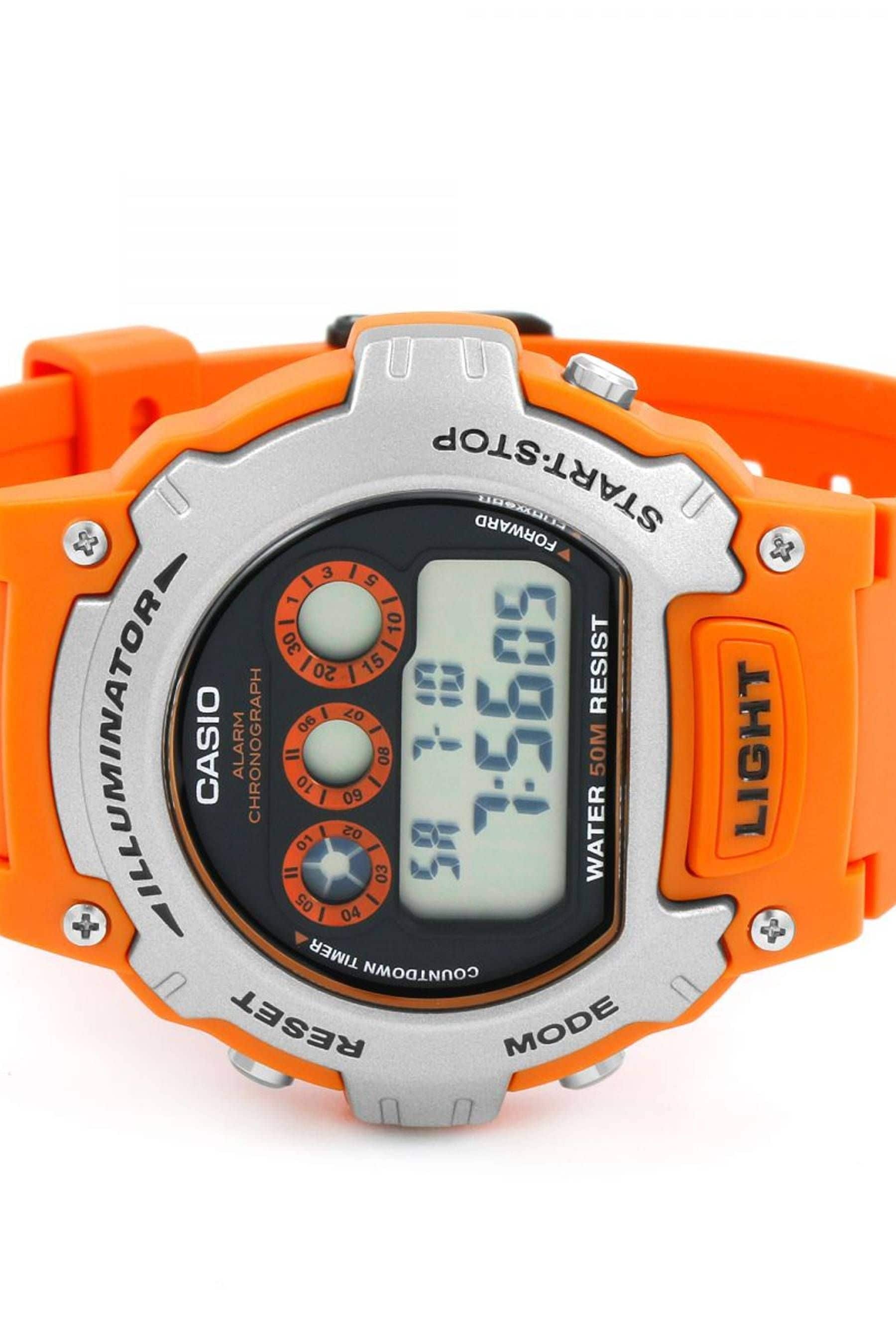 Casio men's illuminator lcd orange resin strap watch sales