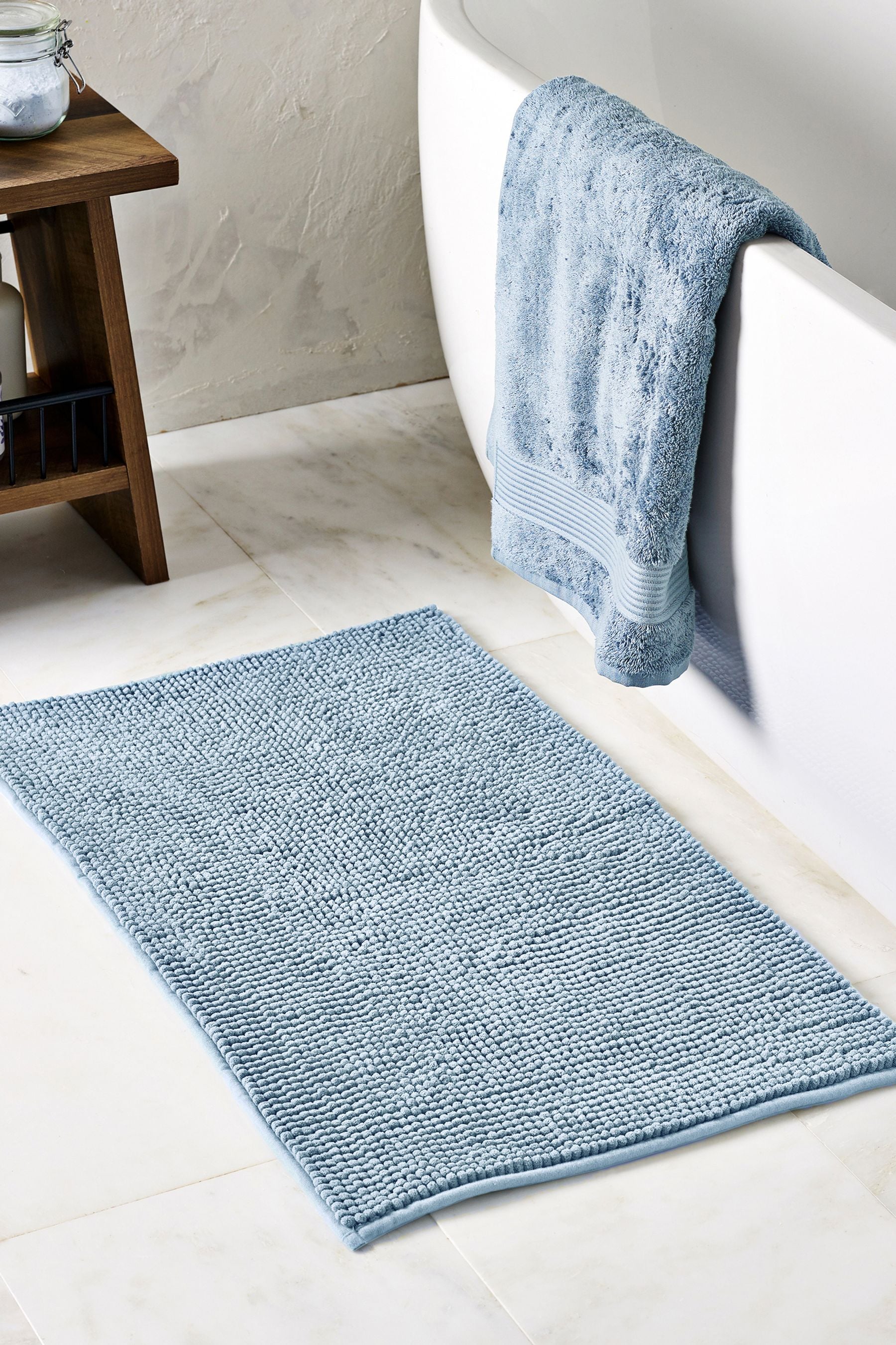 Blue bath mat on sale