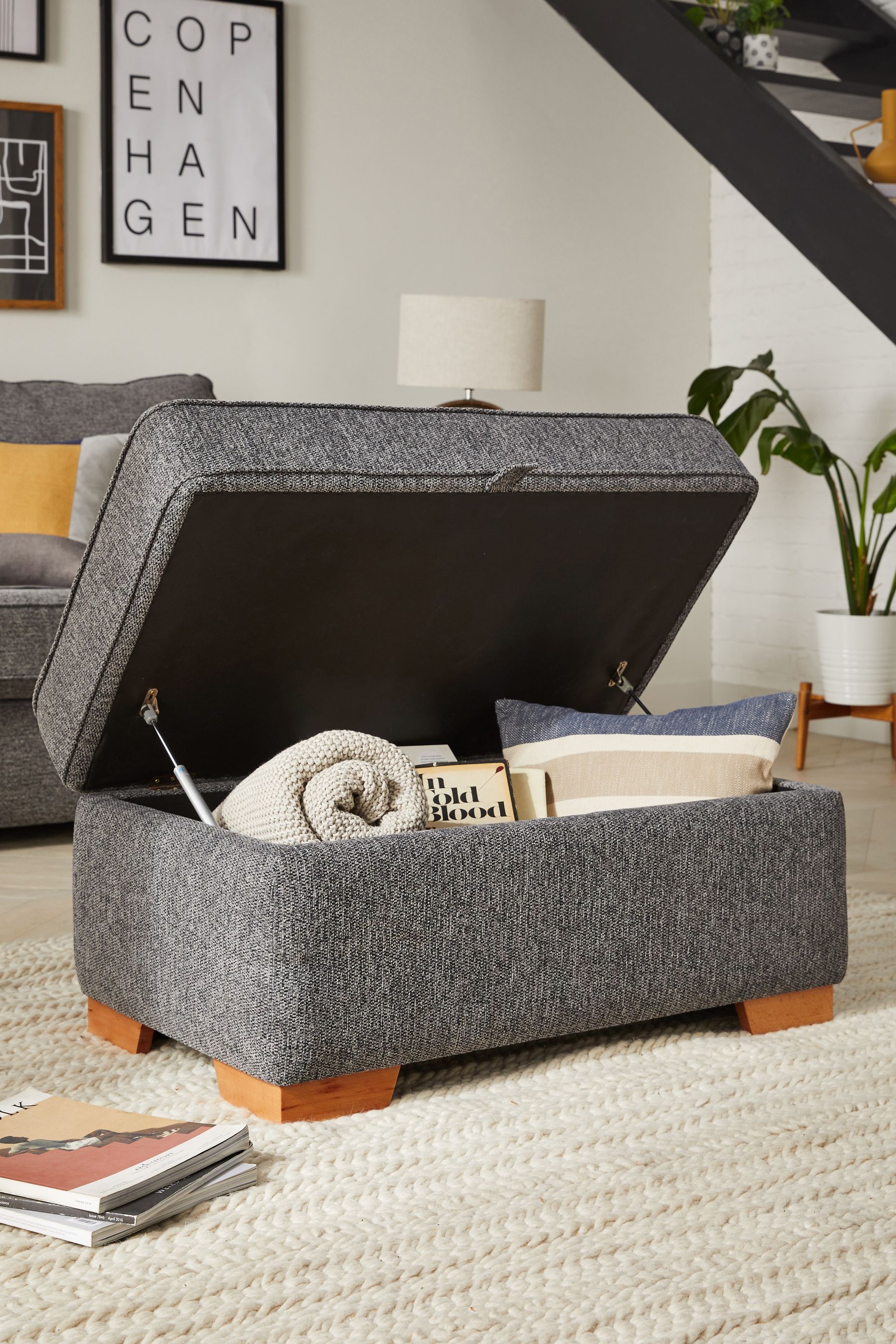 Dark grey footstool with storage new arrivals