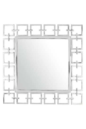 Pacific Silver/White Nickel Chain Effect Square Mirror