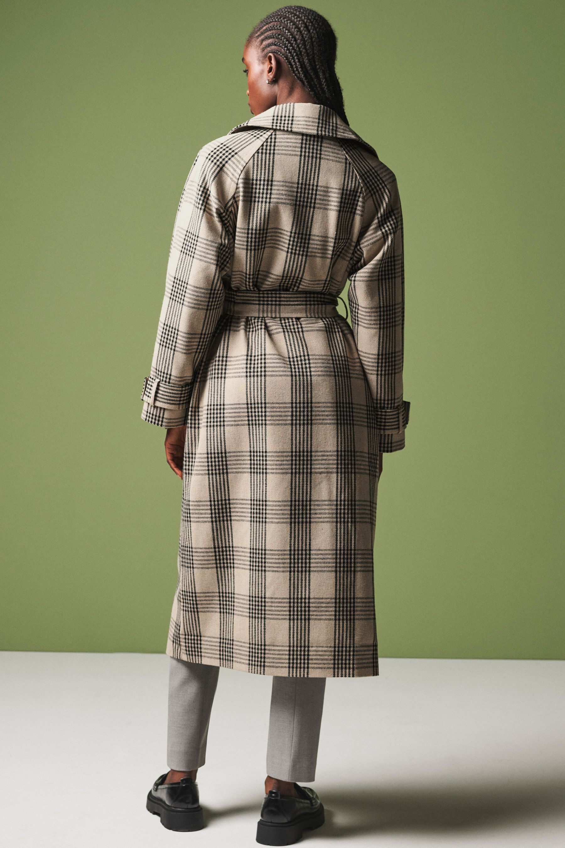 Long plaid deals trench coat