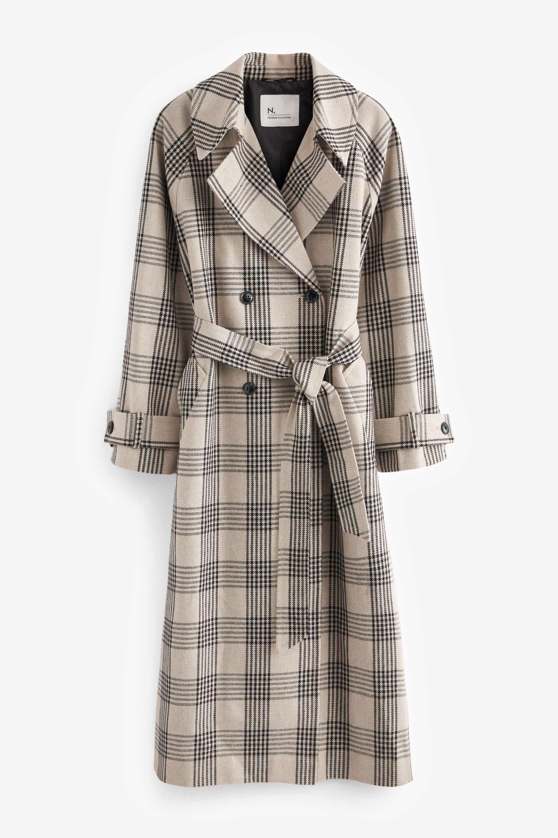 Buy Monochrome Check Double Breasted Trench Coat from the Next UK