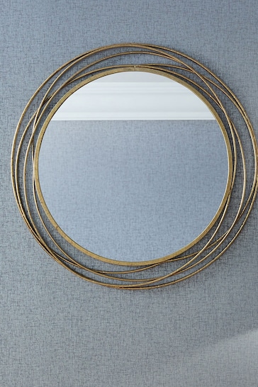 Pacific Antique Gold Metal Round Wall Mirror
