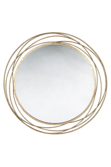 Pacific Antique Gold Metal Round Wall Mirror