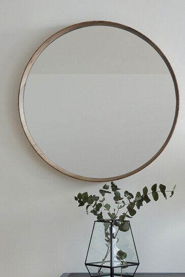 Pacific Natural Wood Veneer Round Wall Mirror