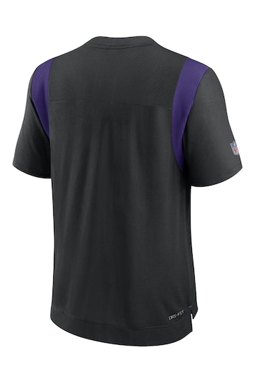 Nike Black NFL Fanatics Minnesota Vikings Sideline Dri-FIT Player Short Sleeves Top