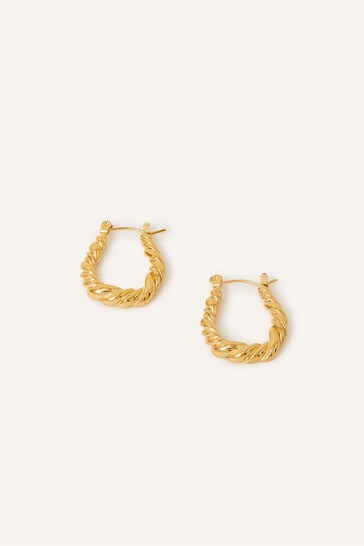 Accessorize Gold Tone Stainless Steel Croissant Oval Hoops