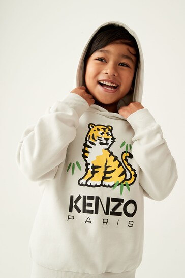 KENZO KIDS Cream Tiger Logo Hoodie