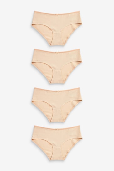 Nude Short Cotton Rich Knickers 4 Pack